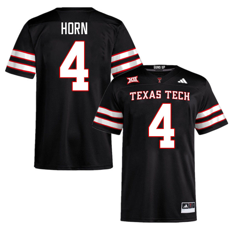 #4 Maurion Horn Texas Tech Red Raiders Jerseys College Football Uniforms Stitched-Black